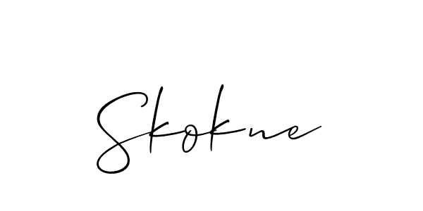 Allison_Script is a professional signature style that is perfect for those who want to add a touch of class to their signature. It is also a great choice for those who want to make their signature more unique. Get Skokne name to fancy signature for free. Skokne signature style 2 images and pictures png