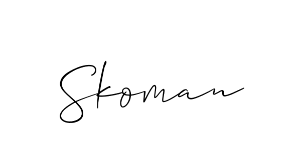 The best way (Allison_Script) to make a short signature is to pick only two or three words in your name. The name Skoman include a total of six letters. For converting this name. Skoman signature style 2 images and pictures png