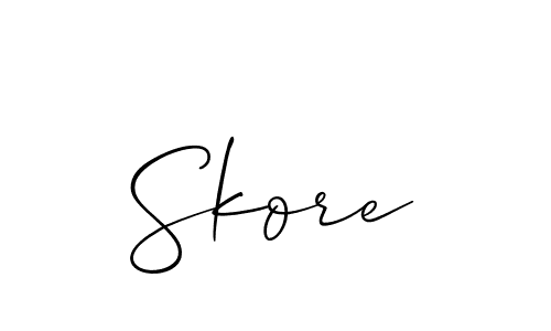 The best way (Allison_Script) to make a short signature is to pick only two or three words in your name. The name Skore include a total of six letters. For converting this name. Skore signature style 2 images and pictures png