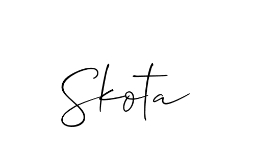 Make a beautiful signature design for name Skota. With this signature (Allison_Script) style, you can create a handwritten signature for free. Skota signature style 2 images and pictures png