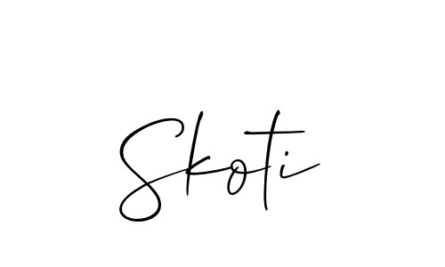 Use a signature maker to create a handwritten signature online. With this signature software, you can design (Allison_Script) your own signature for name Skoti. Skoti signature style 2 images and pictures png