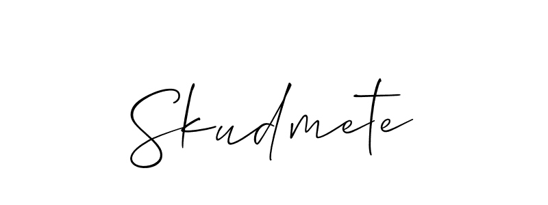 Create a beautiful signature design for name Skudmete. With this signature (Allison_Script) fonts, you can make a handwritten signature for free. Skudmete signature style 2 images and pictures png