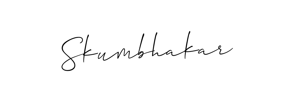 Make a beautiful signature design for name Skumbhakar. With this signature (Allison_Script) style, you can create a handwritten signature for free. Skumbhakar signature style 2 images and pictures png