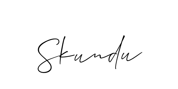 Create a beautiful signature design for name Skundu. With this signature (Allison_Script) fonts, you can make a handwritten signature for free. Skundu signature style 2 images and pictures png