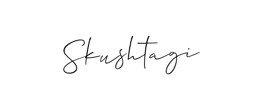 Use a signature maker to create a handwritten signature online. With this signature software, you can design (Allison_Script) your own signature for name Skushtagi. Skushtagi signature style 2 images and pictures png