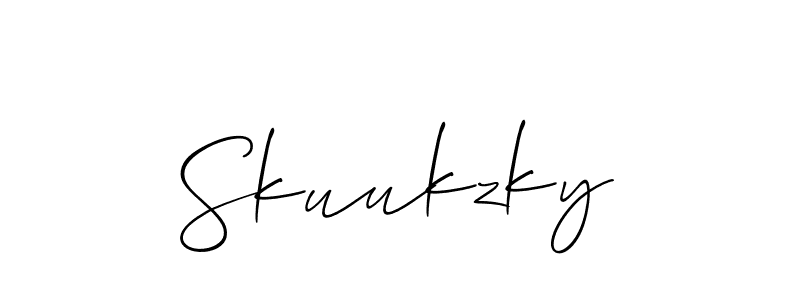 Create a beautiful signature design for name Skuukzky. With this signature (Allison_Script) fonts, you can make a handwritten signature for free. Skuukzky signature style 2 images and pictures png