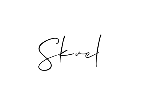 How to make Skvel name signature. Use Allison_Script style for creating short signs online. This is the latest handwritten sign. Skvel signature style 2 images and pictures png