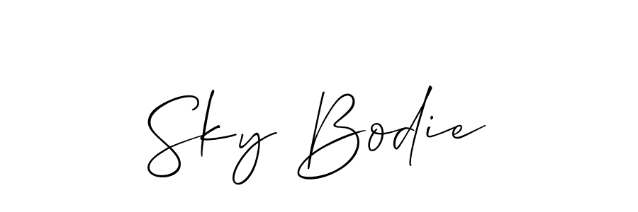 Use a signature maker to create a handwritten signature online. With this signature software, you can design (Allison_Script) your own signature for name Sky Bodie. Sky Bodie signature style 2 images and pictures png