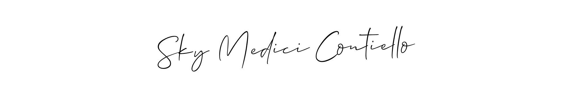 Check out images of Autograph of Sky Medici Contiello name. Actor Sky Medici Contiello Signature Style. Allison_Script is a professional sign style online. Sky Medici Contiello signature style 2 images and pictures png