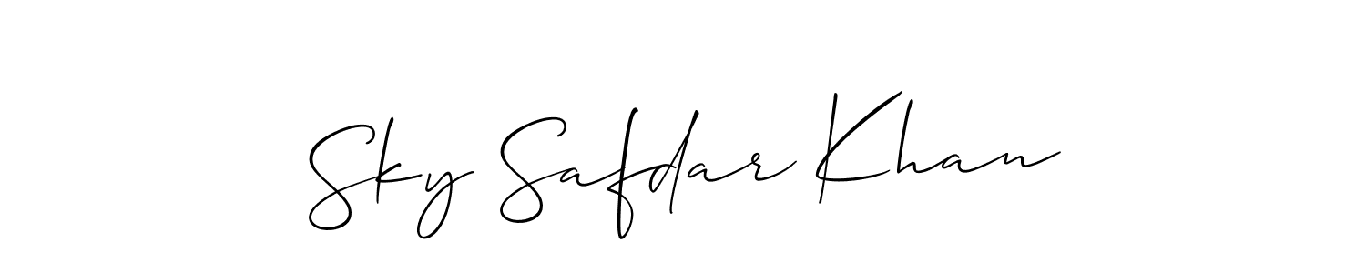 Similarly Allison_Script is the best handwritten signature design. Signature creator online .You can use it as an online autograph creator for name Sky Safdar Khan. Sky Safdar Khan signature style 2 images and pictures png