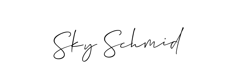 How to make Sky Schmid name signature. Use Allison_Script style for creating short signs online. This is the latest handwritten sign. Sky Schmid signature style 2 images and pictures png