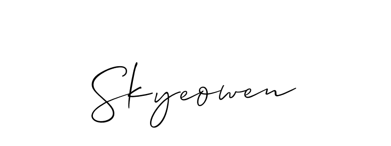 Design your own signature with our free online signature maker. With this signature software, you can create a handwritten (Allison_Script) signature for name Skyeowen. Skyeowen signature style 2 images and pictures png