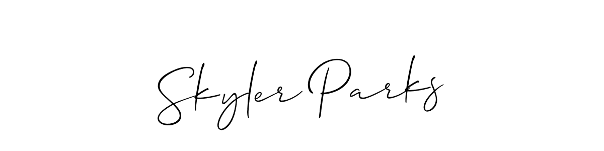 Design your own signature with our free online signature maker. With this signature software, you can create a handwritten (Allison_Script) signature for name Skyler Parks. Skyler Parks signature style 2 images and pictures png