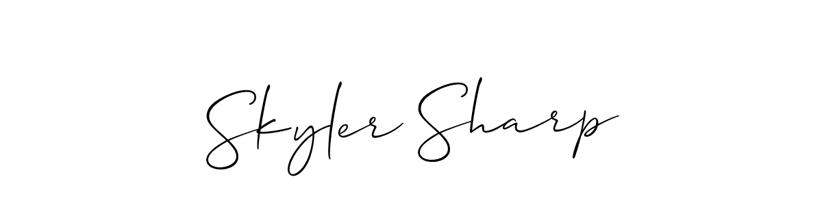 Create a beautiful signature design for name Skyler Sharp. With this signature (Allison_Script) fonts, you can make a handwritten signature for free. Skyler Sharp signature style 2 images and pictures png