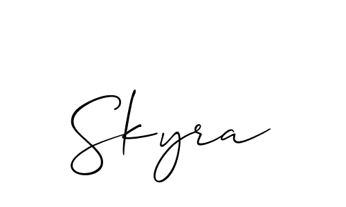 Use a signature maker to create a handwritten signature online. With this signature software, you can design (Allison_Script) your own signature for name Skyra. Skyra signature style 2 images and pictures png