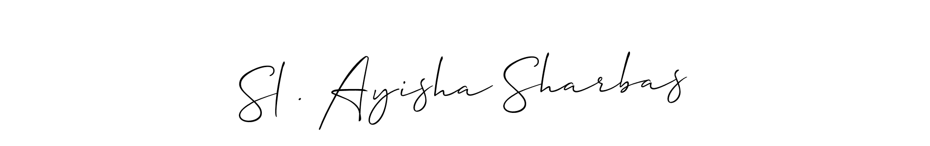 This is the best signature style for the Sl . Ayisha Sharbas name. Also you like these signature font (Allison_Script). Mix name signature. Sl . Ayisha Sharbas signature style 2 images and pictures png