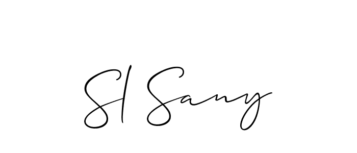 The best way (Allison_Script) to make a short signature is to pick only two or three words in your name. The name Sl Sany include a total of six letters. For converting this name. Sl Sany signature style 2 images and pictures png