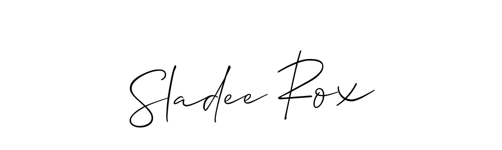 You can use this online signature creator to create a handwritten signature for the name Sladee Rox. This is the best online autograph maker. Sladee Rox signature style 2 images and pictures png