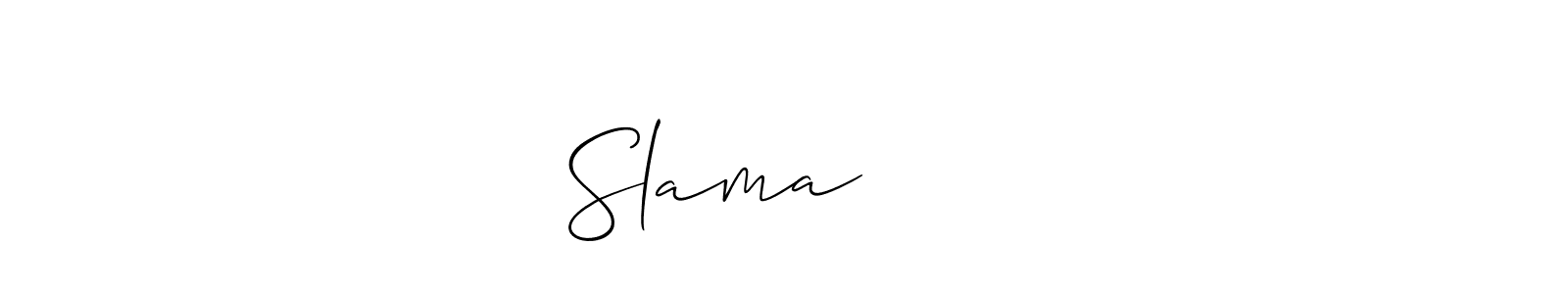 if you are searching for the best signature style for your name Slama سلامة. so please give up your signature search. here we have designed multiple signature styles  using Allison_Script. Slama سلامة signature style 2 images and pictures png