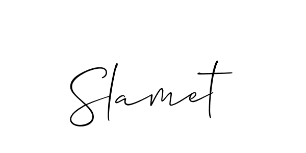 Create a beautiful signature design for name Slamet. With this signature (Allison_Script) fonts, you can make a handwritten signature for free. Slamet signature style 2 images and pictures png