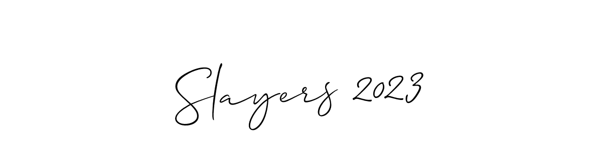 Create a beautiful signature design for name Slayers 2023. With this signature (Allison_Script) fonts, you can make a handwritten signature for free. Slayers 2023 signature style 2 images and pictures png