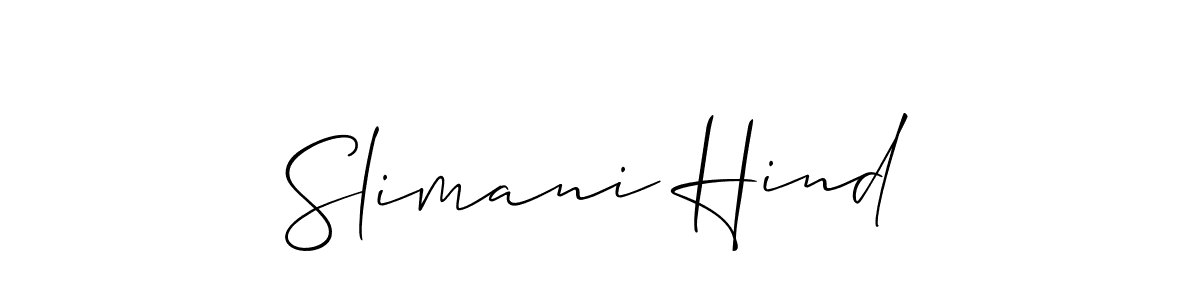 Use a signature maker to create a handwritten signature online. With this signature software, you can design (Allison_Script) your own signature for name Slimani Hind. Slimani Hind signature style 2 images and pictures png