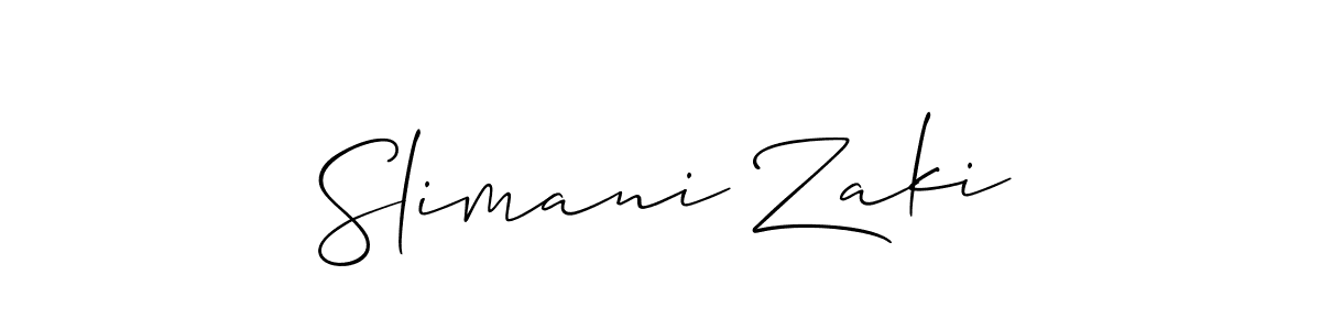 How to make Slimani Zaki name signature. Use Allison_Script style for creating short signs online. This is the latest handwritten sign. Slimani Zaki signature style 2 images and pictures png
