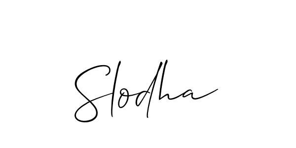 Use a signature maker to create a handwritten signature online. With this signature software, you can design (Allison_Script) your own signature for name Slodha. Slodha signature style 2 images and pictures png