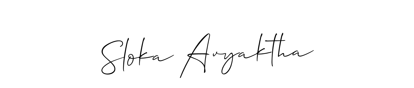 Design your own signature with our free online signature maker. With this signature software, you can create a handwritten (Allison_Script) signature for name Sloka Avyaktha. Sloka Avyaktha signature style 2 images and pictures png