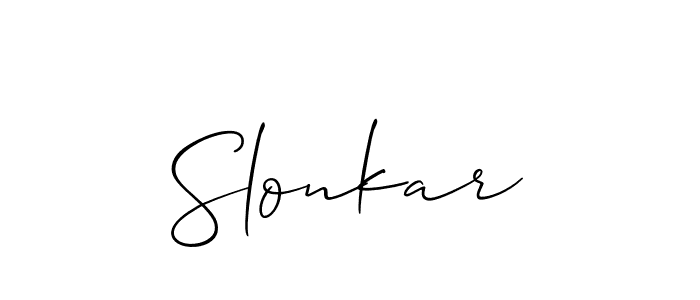 Make a beautiful signature design for name Slonkar. With this signature (Allison_Script) style, you can create a handwritten signature for free. Slonkar signature style 2 images and pictures png