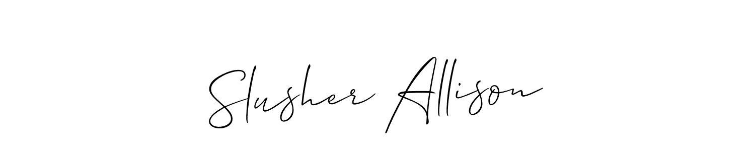 Make a beautiful signature design for name Slusher Allison. With this signature (Allison_Script) style, you can create a handwritten signature for free. Slusher Allison signature style 2 images and pictures png