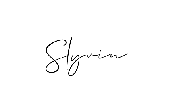 Create a beautiful signature design for name Slyvin. With this signature (Allison_Script) fonts, you can make a handwritten signature for free. Slyvin signature style 2 images and pictures png