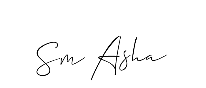 The best way (Allison_Script) to make a short signature is to pick only two or three words in your name. The name Sm Asha include a total of six letters. For converting this name. Sm Asha signature style 2 images and pictures png