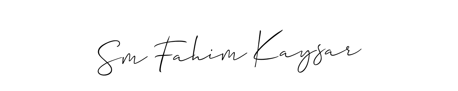 The best way (Allison_Script) to make a short signature is to pick only two or three words in your name. The name Sm Fahim Kaysar include a total of six letters. For converting this name. Sm Fahim Kaysar signature style 2 images and pictures png
