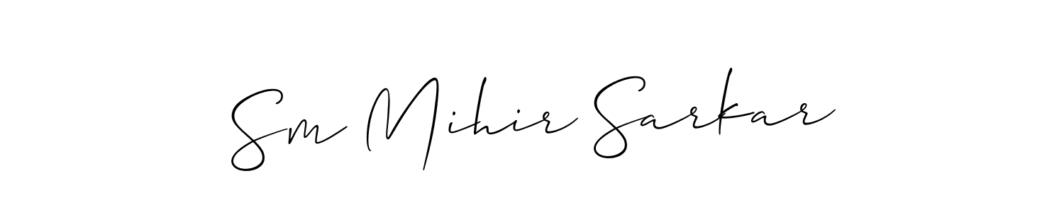 The best way (Allison_Script) to make a short signature is to pick only two or three words in your name. The name Sm Mihir Sarkar include a total of six letters. For converting this name. Sm Mihir Sarkar signature style 2 images and pictures png