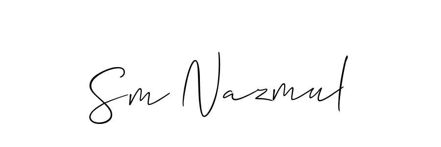 The best way (Allison_Script) to make a short signature is to pick only two or three words in your name. The name Sm Nazmul include a total of six letters. For converting this name. Sm Nazmul signature style 2 images and pictures png