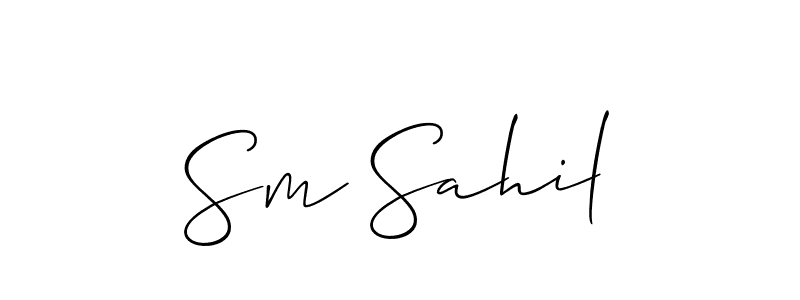 How to Draw Sm Sahil signature style? Allison_Script is a latest design signature styles for name Sm Sahil. Sm Sahil signature style 2 images and pictures png