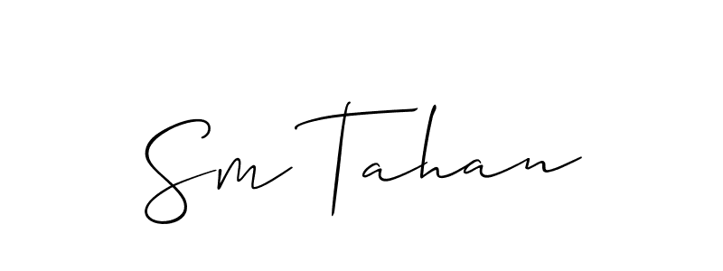 The best way (Allison_Script) to make a short signature is to pick only two or three words in your name. The name Sm Tahan include a total of six letters. For converting this name. Sm Tahan signature style 2 images and pictures png