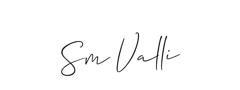 Similarly Allison_Script is the best handwritten signature design. Signature creator online .You can use it as an online autograph creator for name Sm Valli. Sm Valli signature style 2 images and pictures png