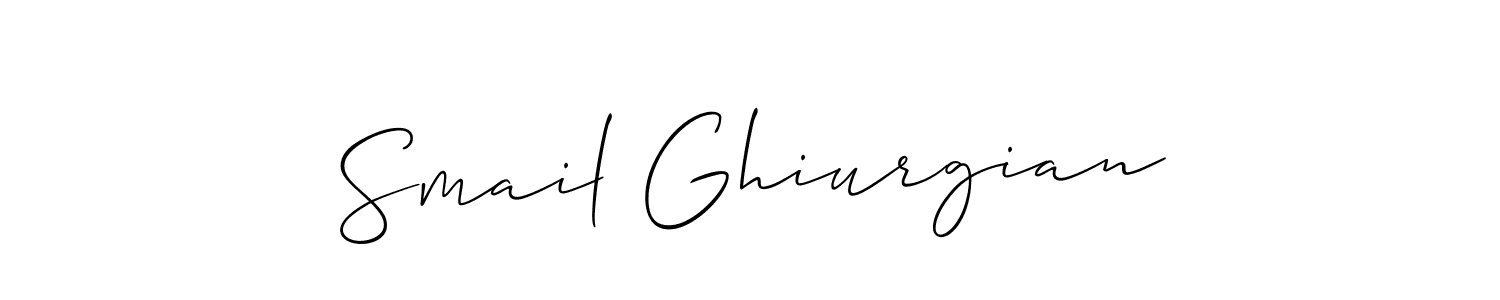 Design your own signature with our free online signature maker. With this signature software, you can create a handwritten (Allison_Script) signature for name Smail Ghiurgian. Smail Ghiurgian signature style 2 images and pictures png