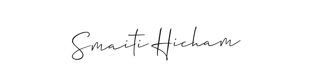 if you are searching for the best signature style for your name Smaiti Hicham. so please give up your signature search. here we have designed multiple signature styles  using Allison_Script. Smaiti Hicham signature style 2 images and pictures png