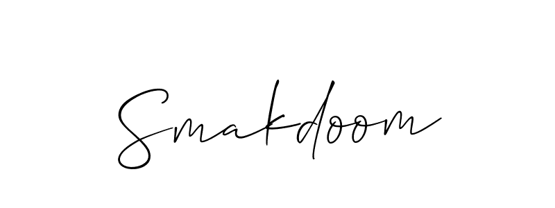Use a signature maker to create a handwritten signature online. With this signature software, you can design (Allison_Script) your own signature for name Smakdoom. Smakdoom signature style 2 images and pictures png