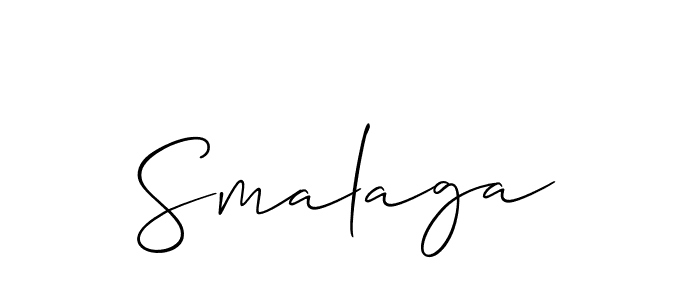 The best way (Allison_Script) to make a short signature is to pick only two or three words in your name. The name Smalaga include a total of six letters. For converting this name. Smalaga signature style 2 images and pictures png