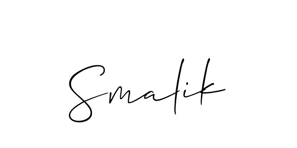 Design your own signature with our free online signature maker. With this signature software, you can create a handwritten (Allison_Script) signature for name Smalik. Smalik signature style 2 images and pictures png