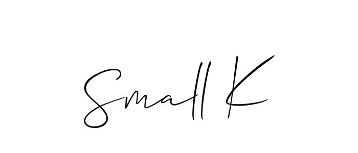 Use a signature maker to create a handwritten signature online. With this signature software, you can design (Allison_Script) your own signature for name Small K. Small K signature style 2 images and pictures png