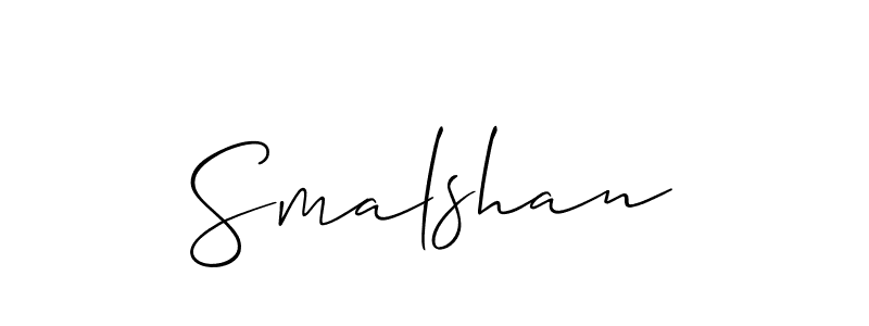 Design your own signature with our free online signature maker. With this signature software, you can create a handwritten (Allison_Script) signature for name Smalshan. Smalshan signature style 2 images and pictures png