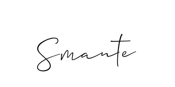 Use a signature maker to create a handwritten signature online. With this signature software, you can design (Allison_Script) your own signature for name Smante. Smante signature style 2 images and pictures png