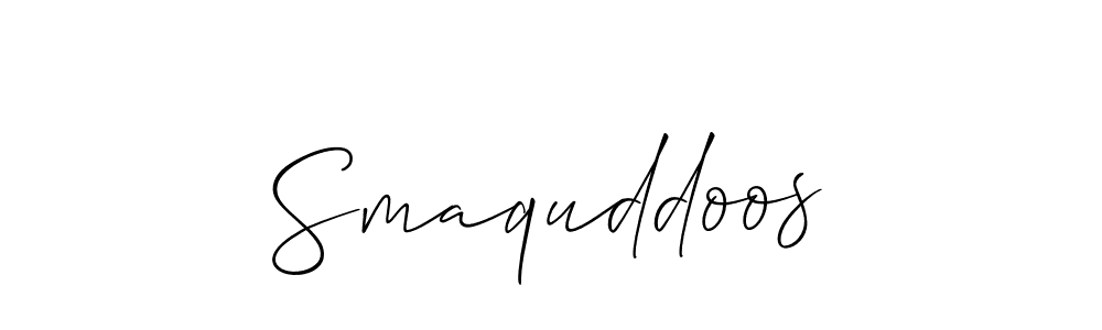 Create a beautiful signature design for name Smaquddoos. With this signature (Allison_Script) fonts, you can make a handwritten signature for free. Smaquddoos signature style 2 images and pictures png