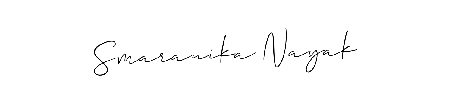 You should practise on your own different ways (Allison_Script) to write your name (Smaranika Nayak) in signature. don't let someone else do it for you. Smaranika Nayak signature style 2 images and pictures png