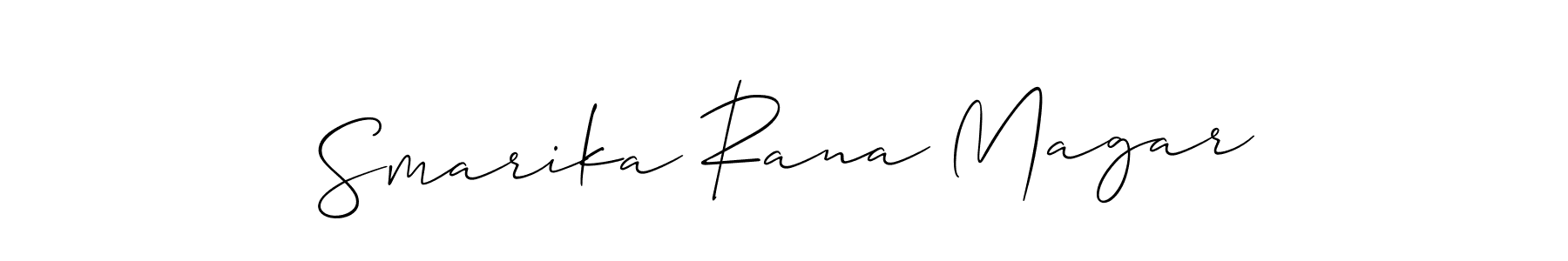Use a signature maker to create a handwritten signature online. With this signature software, you can design (Allison_Script) your own signature for name Smarika Rana Magar. Smarika Rana Magar signature style 2 images and pictures png